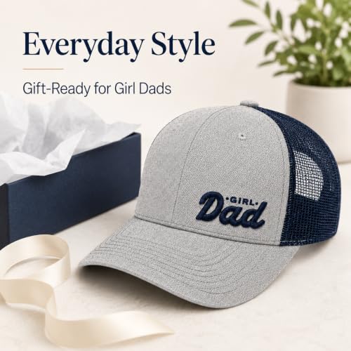 Wishper Studio Embroidered Baseball Cap for Women Men, Cotton Hat with Adjustable Velcro, Minimalist Animal Embroidery - color: Heather Gray/Navy Blue