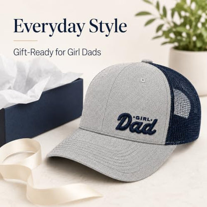 Wishper Studio Embroidered Baseball Cap for Women Men, Cotton Hat with Adjustable Velcro, Minimalist Animal Embroidery - color: Heather Gray/Navy Blue