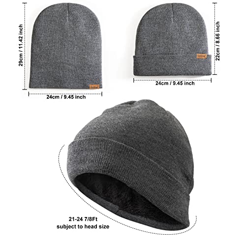 Beanie for Men Winter Thermal Cuffed Knit Hat Warm Gifts Womens Beanies - color: Dark Gray