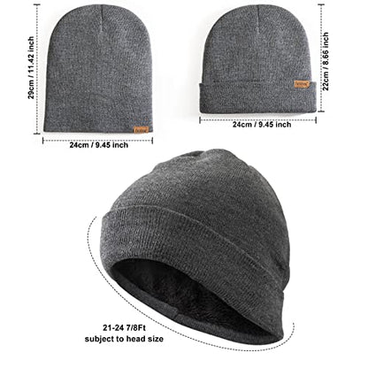 Beanie for Men Winter Thermal Cuffed Knit Hat Warm Gifts Womens Beanies - color: Dark Gray