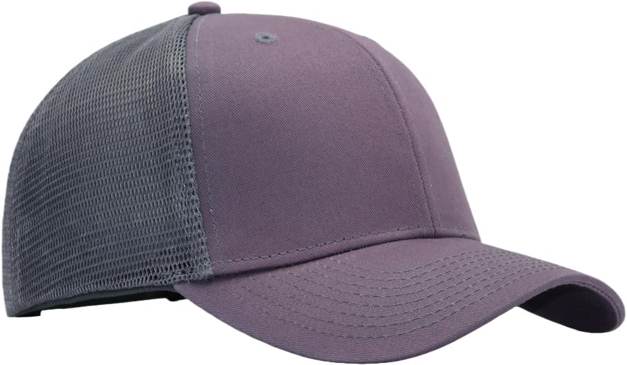 Mens Mesh Snapback Trucker Hat Baseball Cap, Fits OSFM&XXL Head - color: Dark Grey, size: Medium-Large