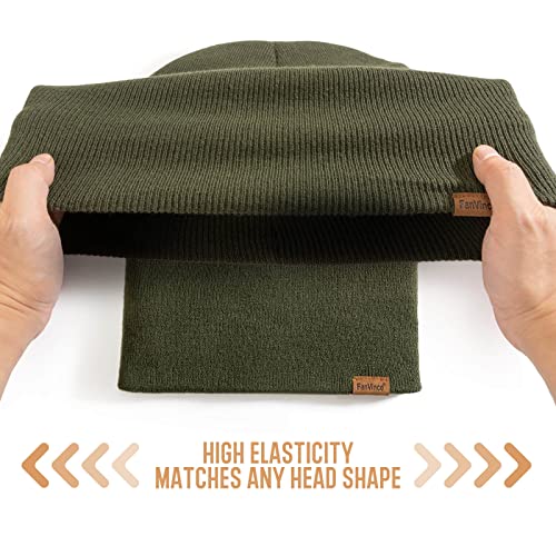 Beanie for Men Winter Thermal Cuffed Knit Hat Warm Gifts Womens Beanies - color: Green Olive