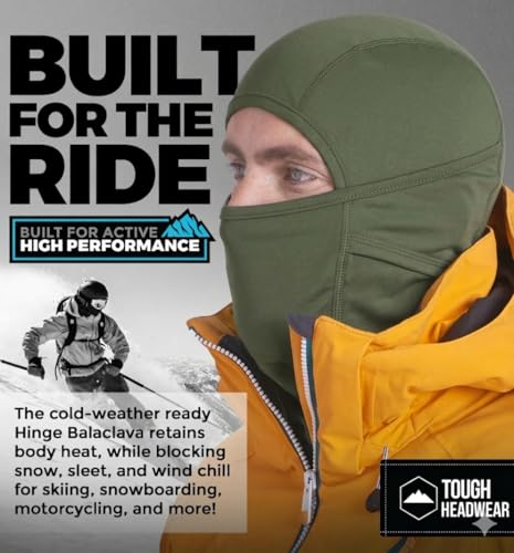 Tough Headwear Balaclava Ski Mask - Breathable Face Mask for Men - Flexible Hinge Full Face Cover - Windproof Motorcycle Gear - color: Army Green