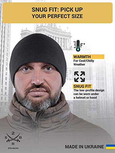 2SBR 2SABERS Warm Lightweight 170 Fleece Watch Cap - Men Women - Outdoor Skull Beanie Hat - color: Black, size: Small