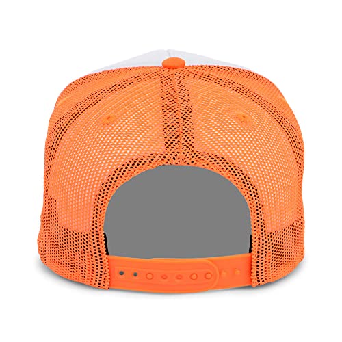 Lids Blank Basic Foam Trucker Adjustable Snapback Hat - color: White/Neon Orange