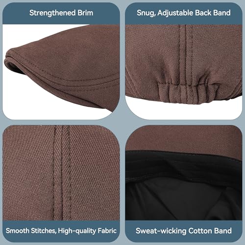 KUJUHA Men's Newsboy Cap Cotton Flat Ivy Gatsby Newsboy Hat Driving Hat Irish Cabbie Hunting Caps Winter Hat - color: Ba_coffee, size: X-Large