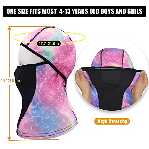 Breathable Kids Balaclava Ski Mask (2 Pack), Fleece Winter Face Mask for Cold Weather Boys Girls - Children Windproof Hat - color: Starry Sky + Fish Scales