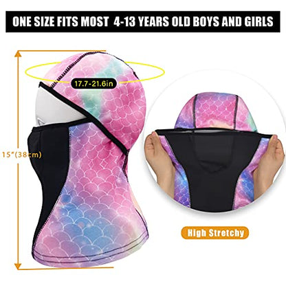 Breathable Kids Balaclava Ski Mask (2 Pack), Fleece Winter Face Mask for Cold Weather Boys Girls - Children Windproof Hat - color: Starry Sky + Fish Scales