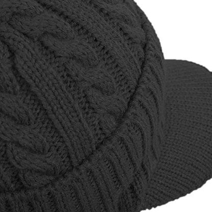 Original One Winter Ear Flap Visor Beanie Lining Hat with Billed Knit Brimmed Cap - color: Black