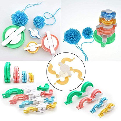 4 Sizes Pom Pom Maker, Fluff Ball Weaver DIY Wool Craft Tool Set