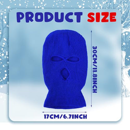 2 Pcs Kids 3-Hole Ski Mask Children Knitted Full Face Mask Winter Balaclava Face Cover for Kids Boys Girls - color: Red, Royal Blue