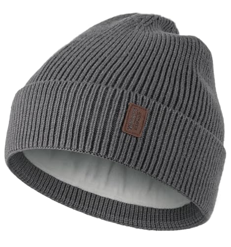 Wmcaps Winter Beanie for Men Women, Soft Warm Fleece Lined Knit Hat - color: Charcoal Gray