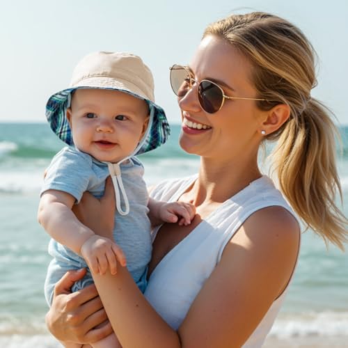 Durio UPF 50+ Baby Sun Hat Wide Brim Toddler Bucket Hats for Boys 0-8 Years - color: A Khaki, size: 2-4T