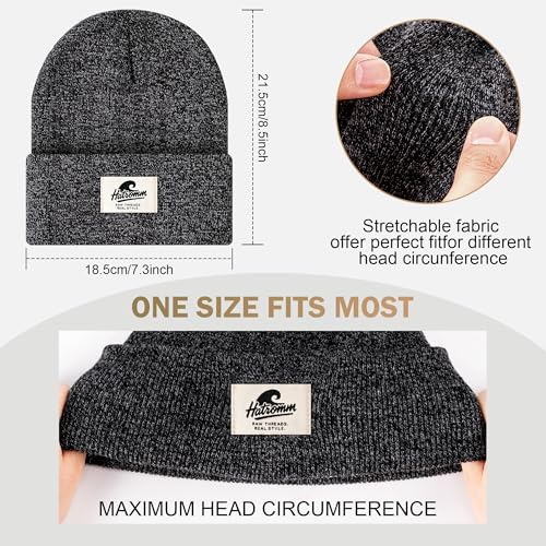 3 Packs Winter Beanie Hats for Men Women, Unisex Soft Warm Thick Beanies, Cuffed Knit Skull Cap - color: Black/Gray/Navy Mix