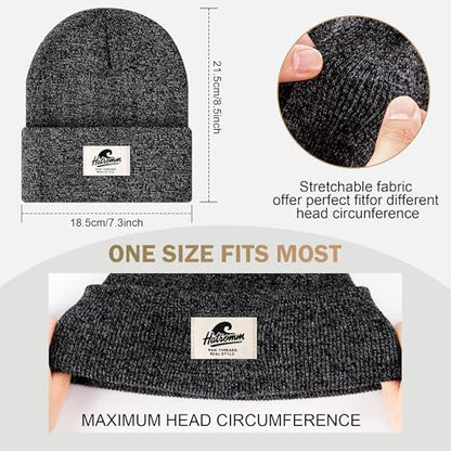 3 Packs Winter Beanie Hats for Men Women, Unisex Soft Warm Thick Beanies, Cuffed Knit Skull Cap - color: Black/Gray/Navy Mix