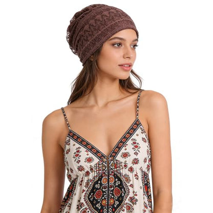 Crochet Slouchy Beanie Hat Turbans Headware for Women - color: Bea14 - Purple