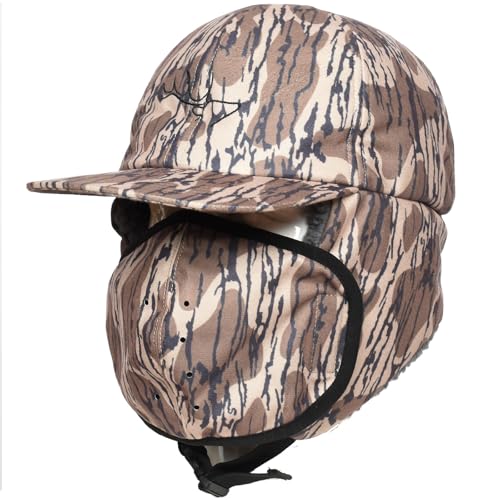 EDTREK Waterproof Trapper Hat with Face Mask for Coldest Conditions - Backcountry Winter Bomber Hat - color: Mo Bottomland Camo, size: Large