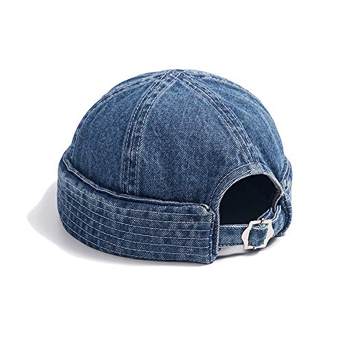 CLAPE Watch Cap Work Beanie Corduroy Docker Leon Brimless Hat Rolled Cuff Harbour Hat - color: Gd59-denim Blue