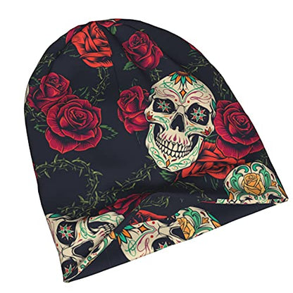 Gamepad Print Slouchy Beanie Skull Caps Chemo Hats Baggy Headwear for Men Women Jogging Cycling - color: Skull Flower