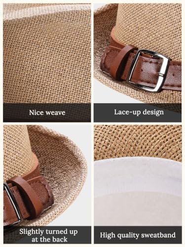 BABEYOND Men's 1920s Short Brim Trilby Fedora Hat - color: W-khaki