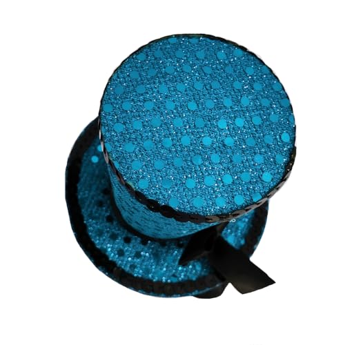 WLBON Halloween Mini Top Hat Headband 1920s Bow Sequins Hair Hoops Bands Fascinator Headpiece Hairband Women Christmas Holiday Festival Parade Cosplay Dress Up Birthday Tea Party Accessories Blue - color: Blue Tone