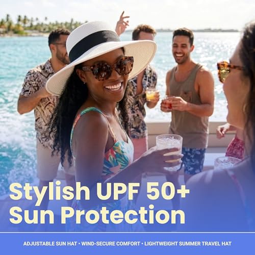 Funky Junque Wide Brim Panama Sun Hat, Womens Packable Straw - color: Split Back Bow - White
