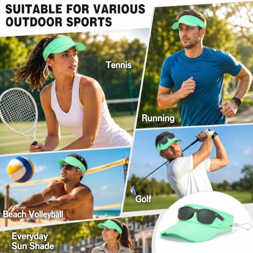 Sun Visor Caps Foldable Brim Adjustable Visor Hats for Women Men - color: 2# Mintgreen