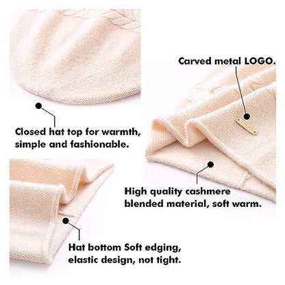 Knit Slouchy Beanie Hats for Women Cashmere Ski Cap Knitted Wool Soft Warm Winter Hat - color: B01-beige