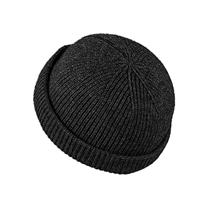 Croogo Brimless Hat Beanie Docker Cap Rolled Cuff Worker Sailor Skullcap - color: Ct47-black