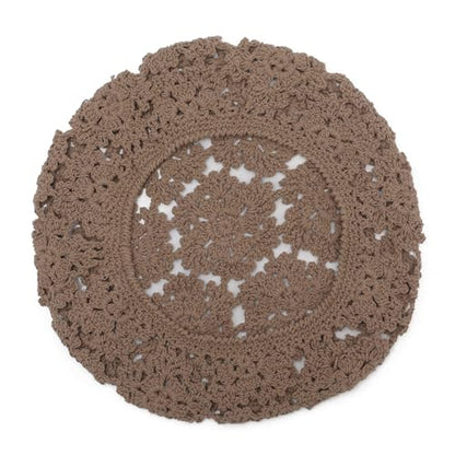 ZLYC Women Cotton Slouchy Crochet Beret Handmade Cutout Floral Beanie Hat - color: Floral Camel