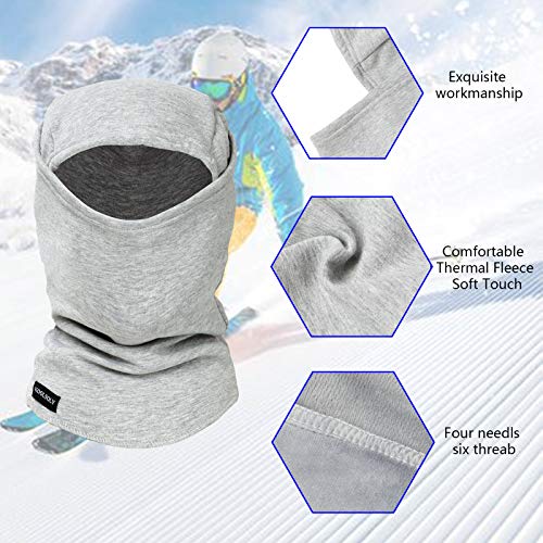 KOOLSOLY Ski Mask Balaclava Cold Weather Warm and Fleece Face Mask Neck Warmer Full Face Mask for Men&Women - color: Gray*dark Grey