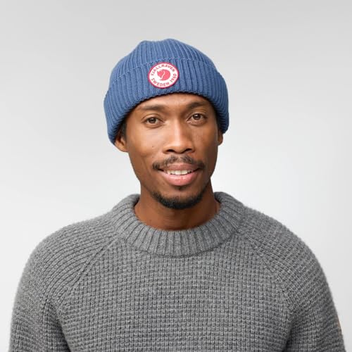 Fjällräven 1960 Logo Hat Beanie - Knit Winter Cap with Folded Cuff, Warm Soft Everyday Outdoor Hat - color: Indigo Blue