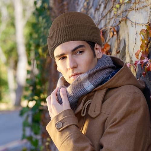 SATINIOR 4 Pieces Trawler Beanie Watch Hat Roll up Edge Skullcap Fisherman Beanie Unisex - color: Khaki, Apricot, Beige, White, size: One Size