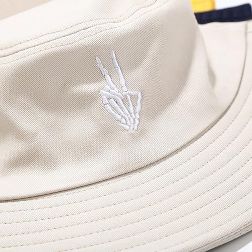 XYIYI 2 Pack Unisex Bucket Hat for Women Men Summer Beach Fishing Hat Sun Hat - color: Skull Black Beige