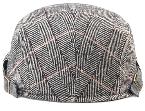 Men's Cotton Newsboy Hats Flat Ivy Gatsby Cap Irish Cabbie Ivy Driving Hunting Hat - color: Checkered Gray