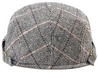Men's Cotton Newsboy Hats Flat Ivy Gatsby Cap Irish Cabbie Ivy Driving Hunting Hat - color: Checkered Gray