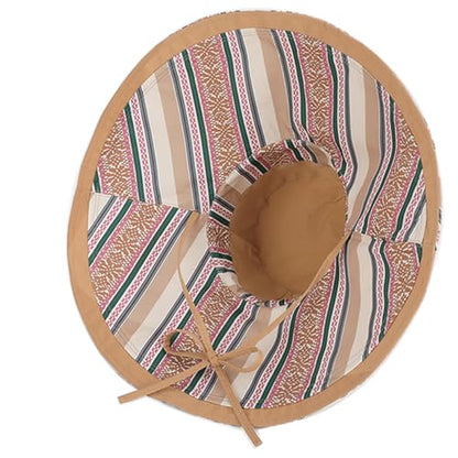 Reversible Wide Brim Sun Hat, Double-Sided Bucket Hat with Chin Strap, Packable UV Protection Beach Hat, Yellow - color: Khaki