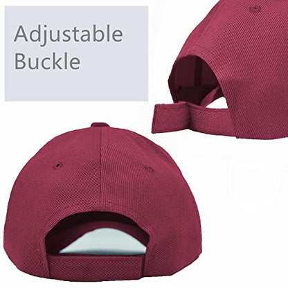 Glory Max Plain Baseball Cap Hook & Loop Strap Adjustable Solid Blank Curved Visor Hat - color: Wine Red