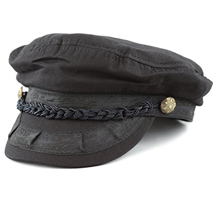The Hat Depot Unisex Cotton Yachting Style Sailing Greek Fisherman Cap hat - color: Black, size: Large-X-Large