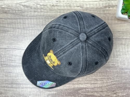 Adjustable Embroidery Animal Baseball Hat for Kid Toddler Child - color: Bear (Washed Black)