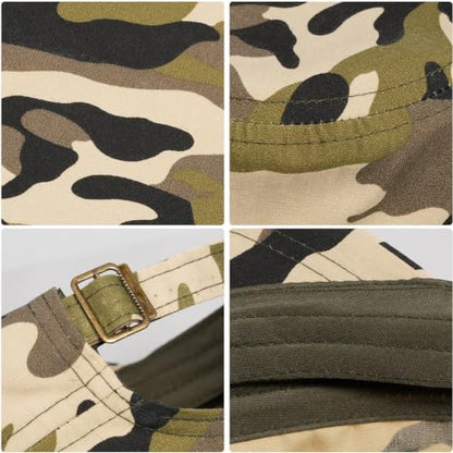 Initlove Cadet Army Cap Military Unisex Flat Top Hat for Men Women - color: Camo Beige