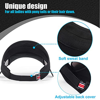 2 Pack Sun Golf Visor Hats for Women, Adjustable Retractable Brim Golf Cap Beach Hats for Women - color: Grey/Beige