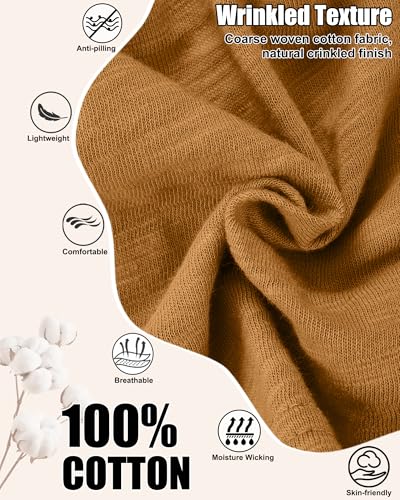 100% Cotton Summer Beanie for Men Women, Thin Soft Slouchy Beanies - color: 1pcs-gold Brown, size: Medium
