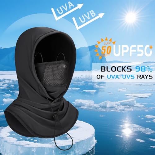 GXCROR Cooling Breathable Balaclava Face Mask Sun UV Protection Hood Shiesty Mask for Cycling Fishing Running - color: Black