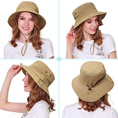Taeku Sun Hat, Unisex Wide Brim Bucket Hat Sun Protection Cap Breathable Boonie Hat for Fishing Hiking Gardening Safari - color: Brown