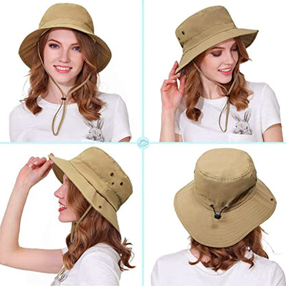 Taeku Sun Hat, Unisex Wide Brim Bucket Hat Sun Protection Cap Breathable Boonie Hat for Fishing Hiking Gardening Safari - color: Brown