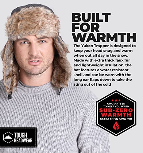 Tough Headwear Russian Trapper Hat – Water-Resistant Ushanka for Men & Women with Chin Strap & Ear Flaps - color: Herringbone