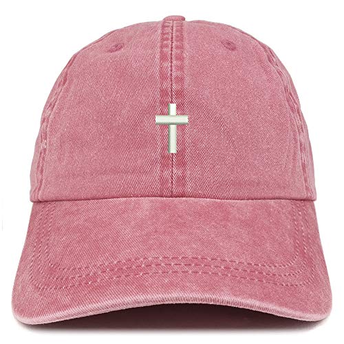 Trendy Apparel Shop Cross Embroidered Washed Cotton Adjustable Cap - color: Burgundy