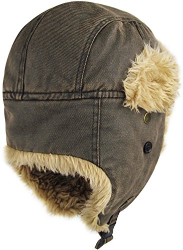 KBW-618 DBR Canvas Solid Aviator Trapper hat Trooper Ear Flaps Ushanka Eskimo Russian Warm Winter Cold…