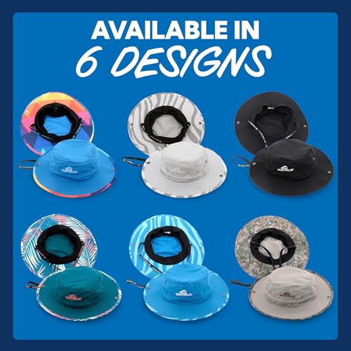 SUN NINJA Bucket Hat for Men and Women, Wide Brim UPF 50+ Protection - color: Zebra Grey